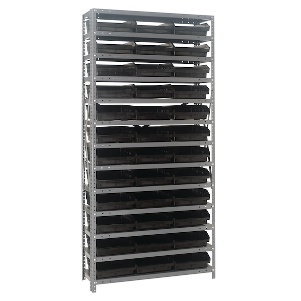 Steel Shelving with plastic bins